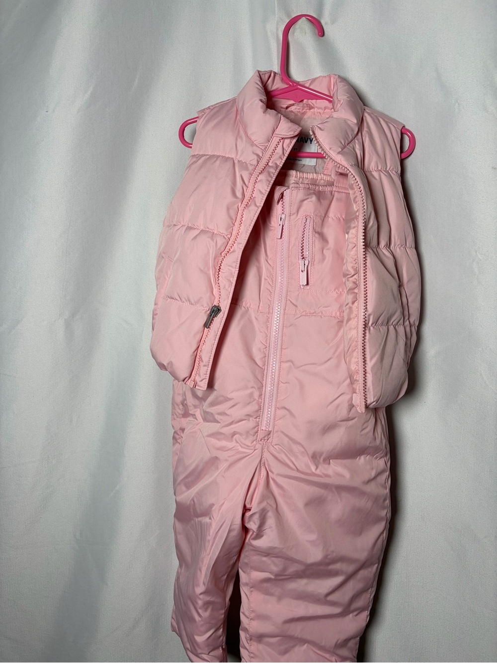 Pink Puffer Vest & Snow Bib Set - Girls